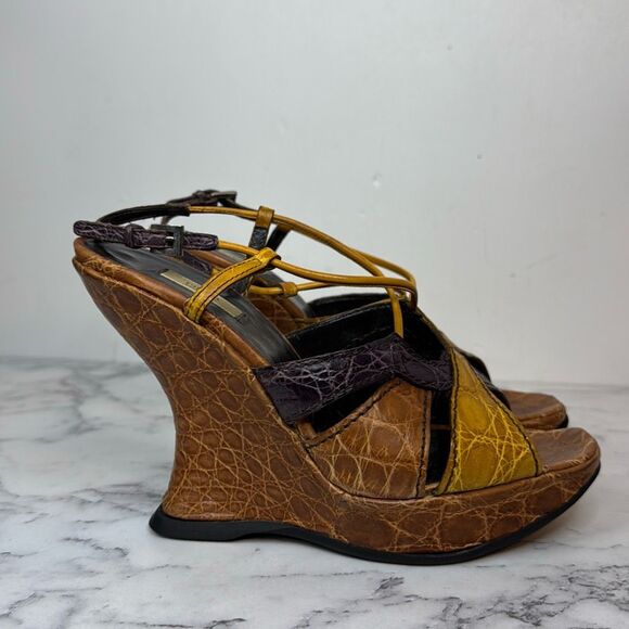 Prada Vintage Alligator Wedges 37 - Picture 1 of 7